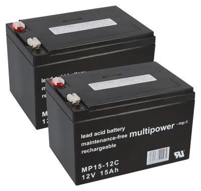 Image de 2 x BLEI AKKU 12V 15Ah Accu pour E Motorbike 16.0 24V
