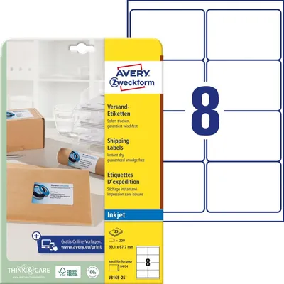 Image de Etiquettes d'expédition jet d'encre AVERY Zweckform, 99,1 x 67,7 mm
