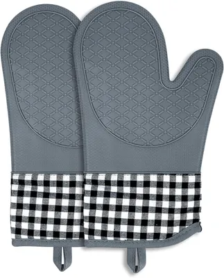 Immagine prodotto di Guanti da forno resistenti al calore fino a 230 °C, in silicone con fodera in cotone, confezione da 1 paio, per la cucina