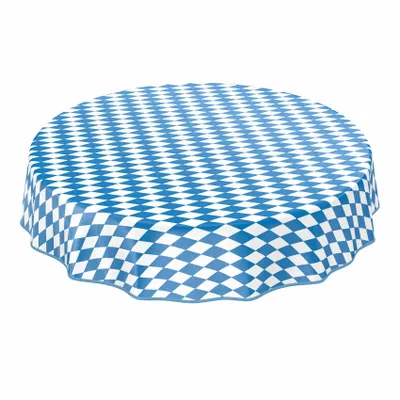 Produktbild von Tischdecke Wachstuch Gestreift Blau Robust Wasserabweisend Rund 140 cm