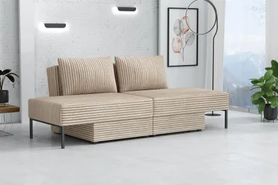 Produktbild von Sofa mit Schlaffunktion GORKA 3in1 – Bett, Liege & Sofa in Stoff Velo Creme