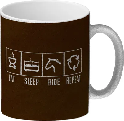 Produktbild von Eat, sleep, RIDE, repeat Glitzer-Kaffeebecher Auf der Suche nach einem