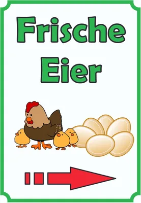 Produktbild von Verkaufsschild Schild EierHochkant mit Pfeil rechts A6 (105x148mm)