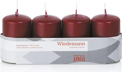 Obrázek produktu pro Wiedemann 218155.067 Sloupková svíčka - 80 x 50 mm, 4 kusy, bordó