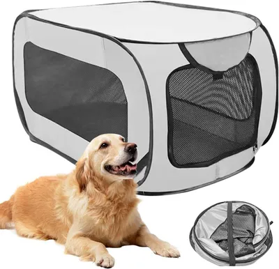 Immagine prodotto di Trasportino pieghevole per cani - Trasportino da viaggio per animali domestici - Trasporto sicuro - Doppie porte - 92x52x52 cm - Grigio