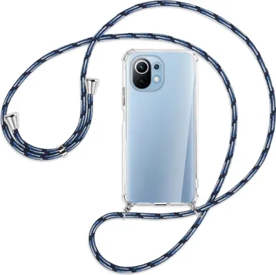 Produktbild von Handykette Backcover-Schutzhülle mit Band (Metall silberfarben) für Xiaomi Mi 11 Lite / Mi 11 Lite 5G - Blautöne