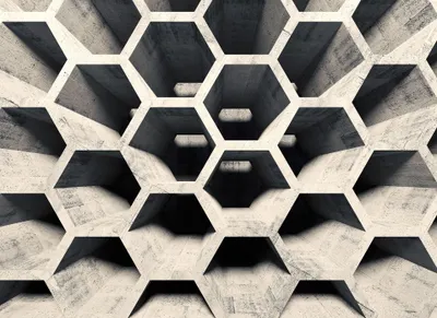 Produktbild von Beton Tapete in 3D Optik | Hexagon Fototapete in Grau für Küche und Flur | Besondere Vlies Fototapete mit Wabenmuster in