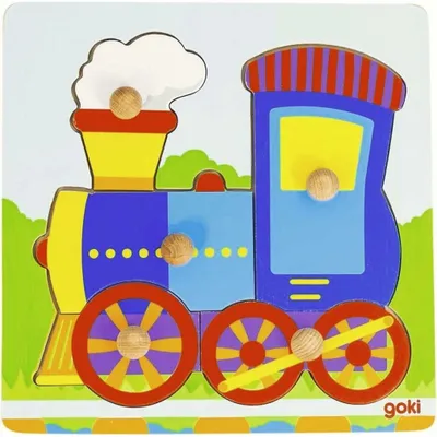 Productafbeelding van GOKI Houten vormpuzzel Trein, 5 stukken