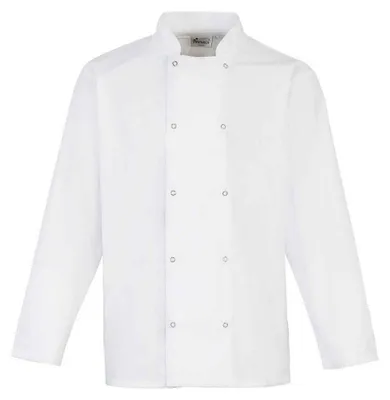 Image de Premier - Veste de cuisine à boutons-pression pour hommes/femmes, unisexe, manches longues LT2684 (XS) (blanc)