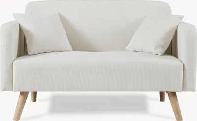 Produktbild von 2-Sitzer Sofa 'Midt' gepolstert Cord 132 x 70 x 81 cm mit Holzfüßen Beige
