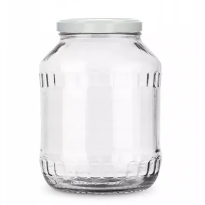 Zdjęcie produktu dla Słoik na ogórki MIKONI 2,5 l | 1 sztuka | Biała pokrywka | Słoiki do wekowania, słoiki do przetworów, słoiki do przechowywania, 2500 ml, słoik do wekowania, słoiki z płaskim dnem, słoiki na ogórki