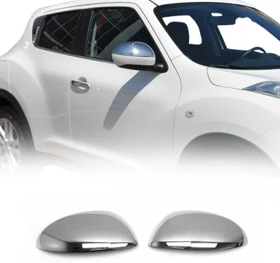 Image de Coques de Rétroviseurs pour Nissan Juke 2010-2019 en Acier Chromé Argent