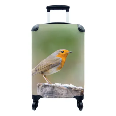Produktbild von MuchoWow® Koffer Handgepäck Trolley Rollkoffer Kleine Reisekoffer mit 4 Rollen - Tiere - Vogel - Rotkehlchen - Cabin Size < 55x40x23 cm & 55x40x20 cm - Fotokoffer - Kabinenkoffer - Boardgepäck - Reise-Box - Reisekoffer - Reisegepäck - Koffer mit Bild - Trolley für Kinder