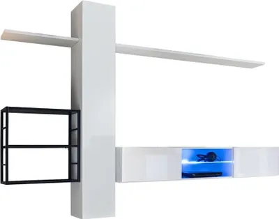 Image de Ensemble meubles de salon style industriel SWITCH M5 – Coloris blanc – LED intégrées
