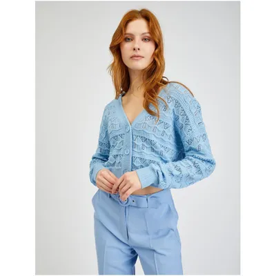 Produktbild von Orsay Hellblaue gemusterte Damen-Strickjacke DP-3554362__M