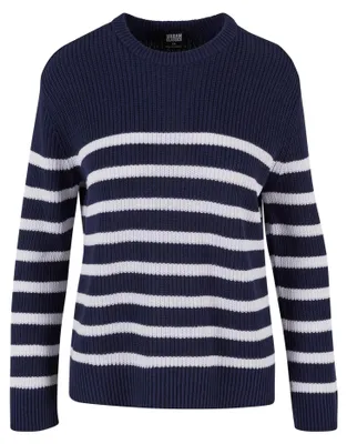 Productafbeelding van Urban Classics - Trui voor dames, model TN1466 (maat M) (marineblauw/wit)