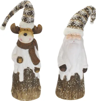 Produktbild von Deko Weihnachtsfigur mit Stoffmütze 2er Set