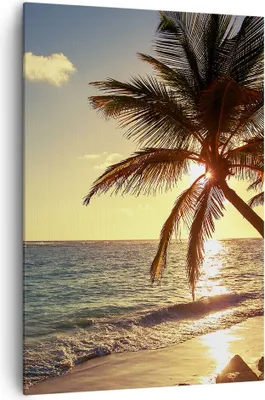 Produktbild von Bild auf Leinwand - Leinwandbild - Einteilig - Wolke exotischer Palm- Landschaft - 70x100cm - Wand Bild - Wandbilder - Leinwanddruck - Wanddekoration - Leinwand bilder - Wandbild - PA70x100-3180