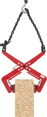 Produktbild von Steinplattenheber - Scherenklemme - 350 kg Tragfähigkeit - Verstellbare Spannweite 10,16 cm - Gummiauflagen - Legierter Stahl - Gelb/Rot