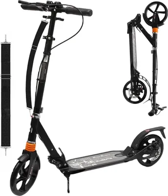 Produktbild von Habib Hochwertiger Tretroller für Erwachsene – Höhenverstellbar, Klappbar, Doppel-Federung, Robust & Komfortabel – Cityroller Schwarz