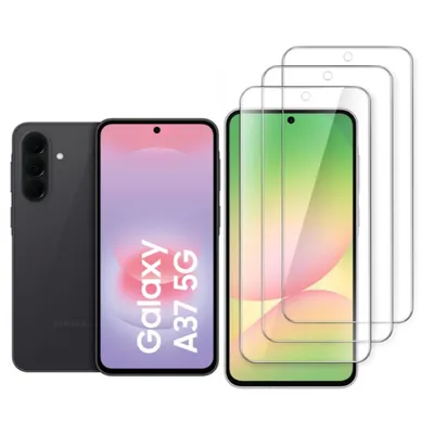 Produktbild von CLM-Tech 3er Set Schutzfolie kompatibel mit Samsung Galaxy A37 5G - Panzerfolie Panzerglas Crystal Clear - Displayschutz 9H Glas - Folie kristallklar 3X Stück