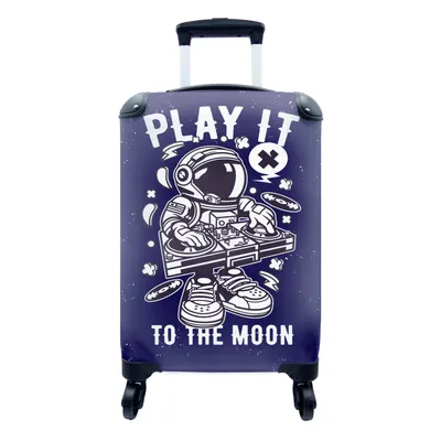 Produktbild von MuchoWow® Koffer Handgepäck Trolley Rollkoffer Kleine Reisekoffer mit 4 Rollen - Astronaut - Weltraum - DJ - Vintage - Cabin Size < 55x40x23 cm & 55x40x20 cm - Fotokoffer - Kabinenkoffer - Boardgepäck - Reise-Box - Reisekoffer - Reisegepäck - Koffer mit Bild - Trolley für Kinder