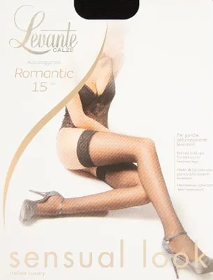 Produktbild von Sedig matte halterlose Collant Strumpfhose Frau 15 den 17 dtex LEVANTE Artikel ROMANTIC 15 AUTOREGGENTE, 4 - XL, Poliammide 81%,Elasthan 19%