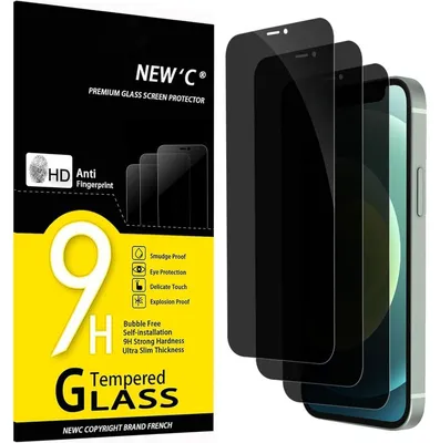 Zdjęcie produktu dla Folia ochronna i folia prywatności dla iPhone 12 Mini (5,4 cala), 3 sztuki, twardość 9H, kąt widzenia 28°, kolor czarny