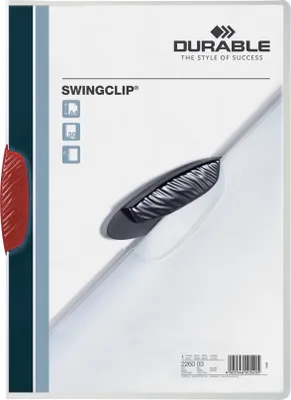 Produktbild von DURABLE Klemmmappe SWINGCLIP® 30 A4 transparent, 226003 rot