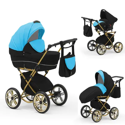 Produktbild von Klassischer Kinderwagen Sorento Gold 4 in 1 inkl. Sportsitz und Autositz in 19 Farben