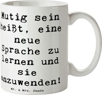 Produktbild von Mr. & Mrs. Panda Becher Spruch Sprachen Lernen und Anwenden - Weiß - Geschenk, Teetasse, Mutmacher, Sprachreise, Horizonterweiterung, Herausforderungen meistern, Tasse
