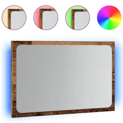 Image de Miroir de salle de bain avec lumière LED chêne artisanal