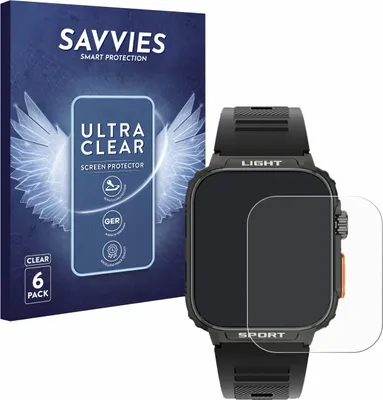 Produktbild von 6x Für Bekomiya Smartwatch 1.91" Schutzfolie Savvies Displayschutz Display Schutz Folie Klar Transparent