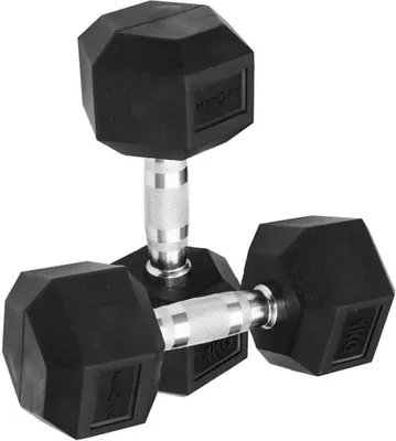 Produktbild von Sporttrend 24® Hexagon Hantel 1-50KG, Paar, verchromter Griff | sechseckige Kurzhantel, rutschfeste Kompakthantel, gummierte Hex Hanteln (2x4KG)