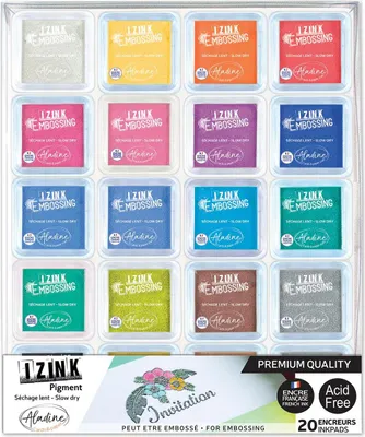 Image de Aladine Set de tampons encreurs - Embossing Pigment 20 pièces pour les loisirs créatifs
