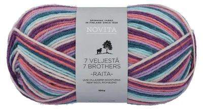 Produktbild von Novita 7 Veljestä Raita 100g 977 Pastellbogen
