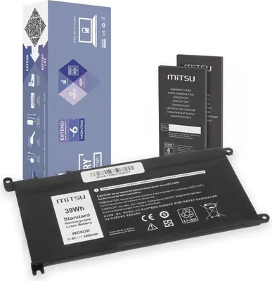 Zdjęcie produktu dla Bateria Mitsu do notebooka Dell Vostro WDX0R, P75F, P62F, P66F, T2JX4, 14 (5468), Inspiron 15 (5568) (11.4V) (3400 mAh)