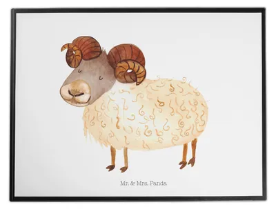 Produktbild von Mr. & Mrs. Panda schreibauflage Sternzeichen Widder - Weiß - Geschenk, schreibtischunterlagen, schreibtischunterlage, Bock, Unterlage Schreibtisch, malmatte, Schafbock