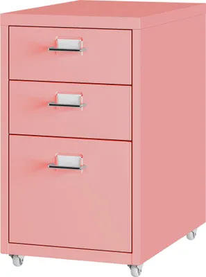 Zdjęcie produktu dla Mobilna podstawa "Kökar" z 3 szufladami stalowa 48 x 28 x 41 cm różowa
