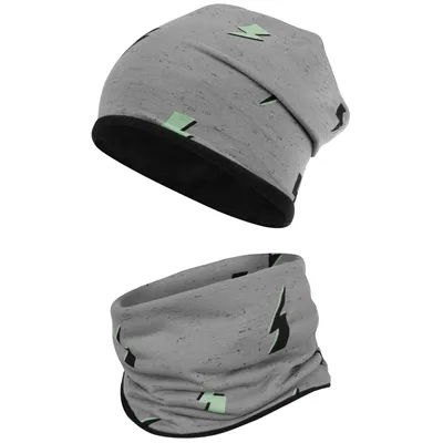 Produktbild von Jungen Wintermütze + Schlauchschal Winterset Beanie Snood, Gr. 50-52, Grau
