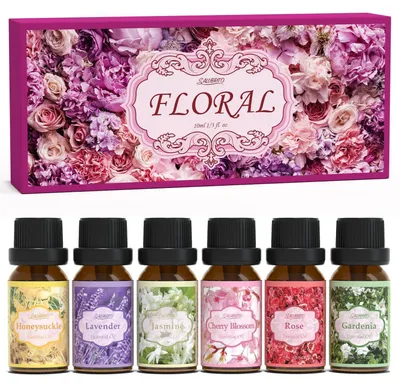 Obrázok produktu pre Sada esenciálnych olejov, kvetinové vône, vhodné do difuzérov, darčeková sada aromaterapie, 6 x 10 ml