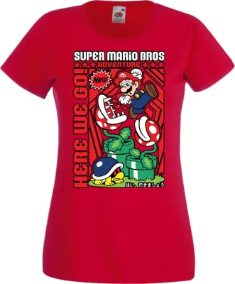 Produktbild von Damen T-Shirt Anime Manga Game Mario Fun Bros, Lady 2XL / Rot