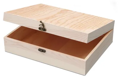 Immagine prodotto di Cassa in legno con coperchio a cerniera, dimensioni 30 x 22,9 x 8,5 cm, finitura naturale, ideale per la conservazione