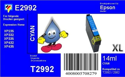 Produktbild von Dr. Inkjet Druckerpatrone - cyan mit 14ml Inhalt - ersetzt T299240