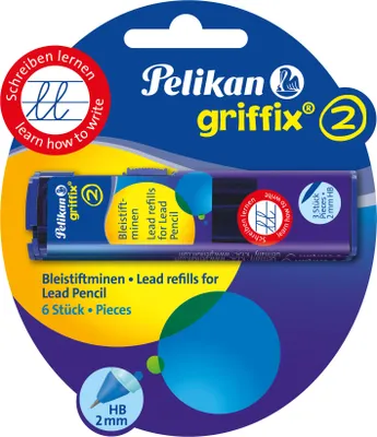 Obrázok produktu pre Pelikan 960492 griffix® vodítka pre ceruzku, 2 mm HB čierny blister 2x3 vodítka(P)