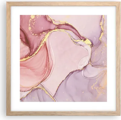 Produktbild von Gerahmtes Poster - Rahmen in heller Eiche - Abstraktion Marmor Rosa - 40x40 cm - Wand Bild - Wanddeko - Wandbilder - Kunstposter - Wandposter - Bilderrahmen - Bilder - Kunstdruck - P2NAC40x40-4528