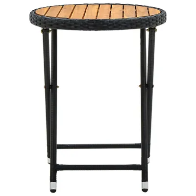 Produktbild von Möbel Esstisch/Outdoor Tisch - Beistelltisch - moderne Design - Balkontisch - Schwarz 60 cm Poly Rattan und Massivholz Akazie Top4153015