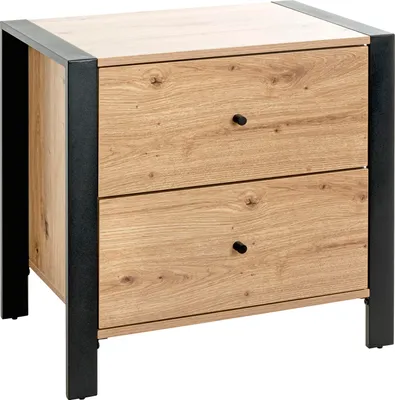Produktbild von HAKU Konsole Nachtkonsole Beistelltisch Eiche hell, schwarz - MDF, Metall, B/H/T: 60x60x42 cm