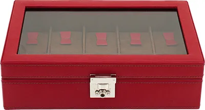 Produktbild von Friedrich Lederwaren Uhrenkasten, Cordoba, Leder, 10Uhren, rot, 26215-4