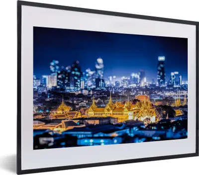 Produktbild von MuchoWow® MuchoWow® Gerahmtes Poster Nacht - Palast - Asien 40x30 cm - Poster mit zchwarzem Bilderrahmen - Bilderrahmen - Poster im Rahmen